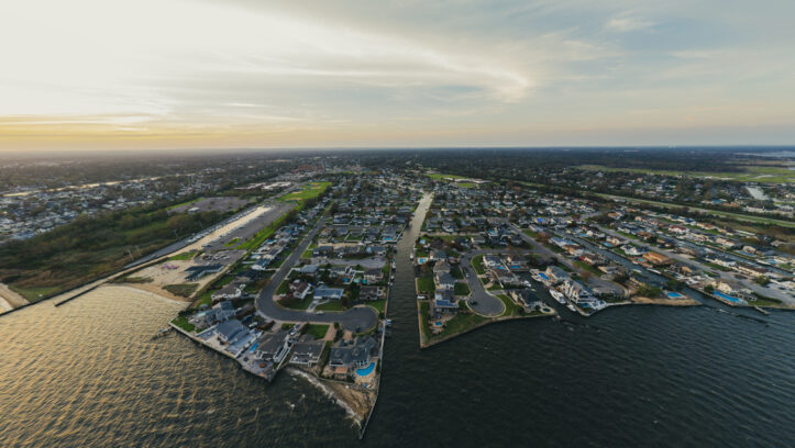 Coastal residential area on the Great South Bay, Long Island, New York